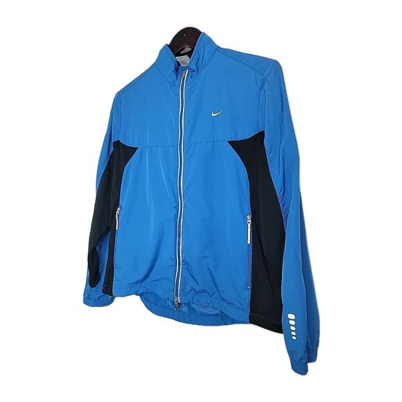 Nike Women's Medium Full Zip Blue Blue Black Running Jacket Zippered Pockets EUC - Picture 2 of 9